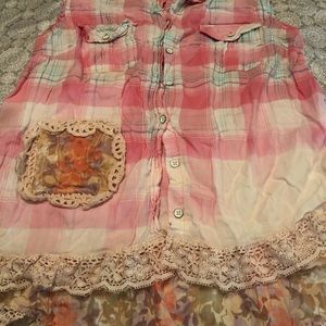 Sleeveless Shabby Chic Upcycled shirt